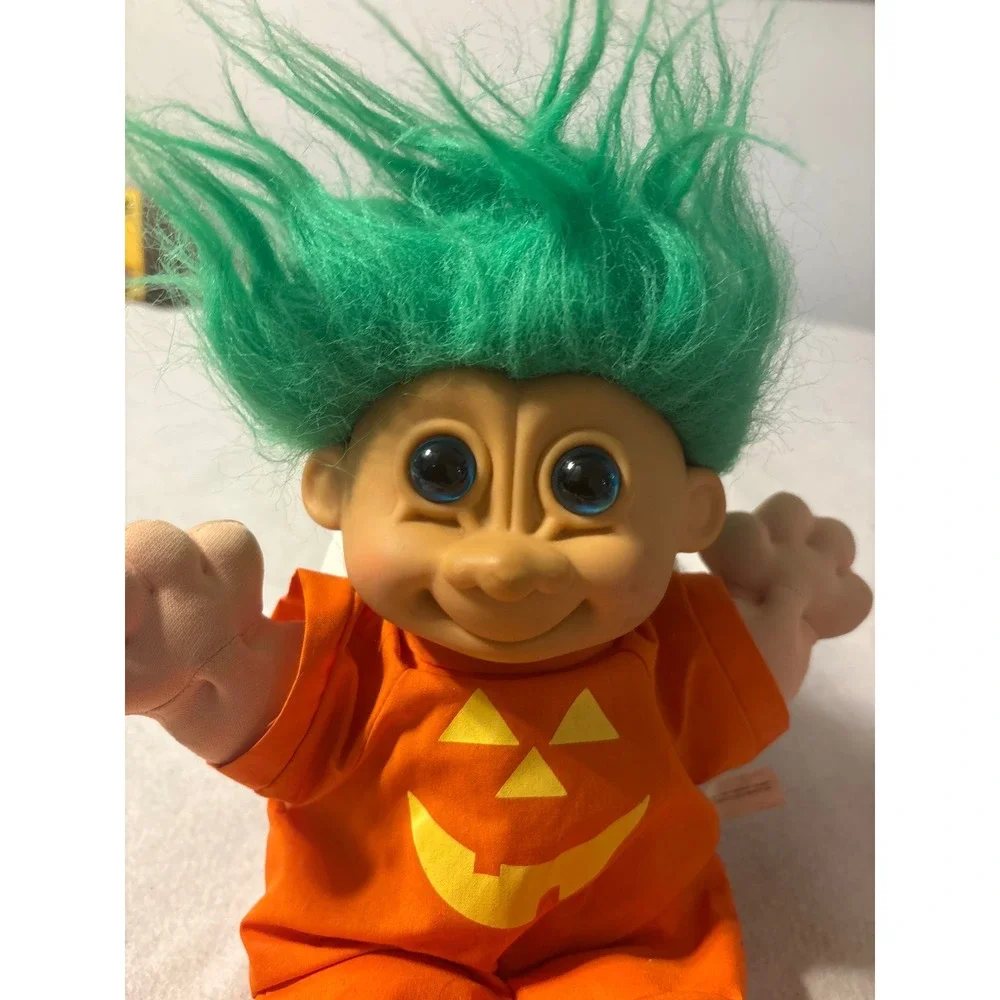Russ Troll Doll Halloween Pumpkin Outfit Green Hair‎ Collectible Toy